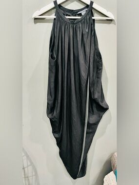 Women’s Armani Exchange Black Draped Gathered Assymetric Midi Wrap Dress Sz 8